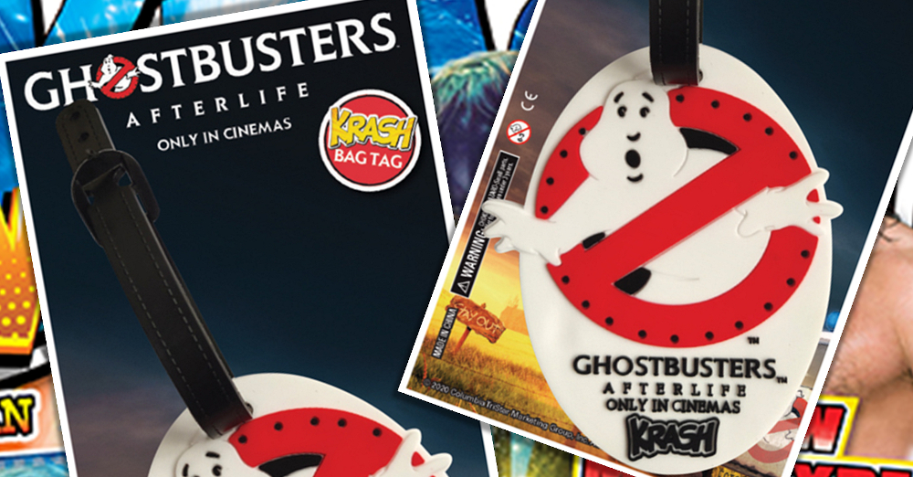 Etichetta bagaglio in stile Ghostbusters: Afterlife su magazine australiano per teenager